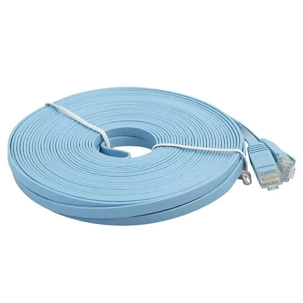 Flat Cat6 RJ45 Ethernet Patch Cable, Blue (5-Pack)