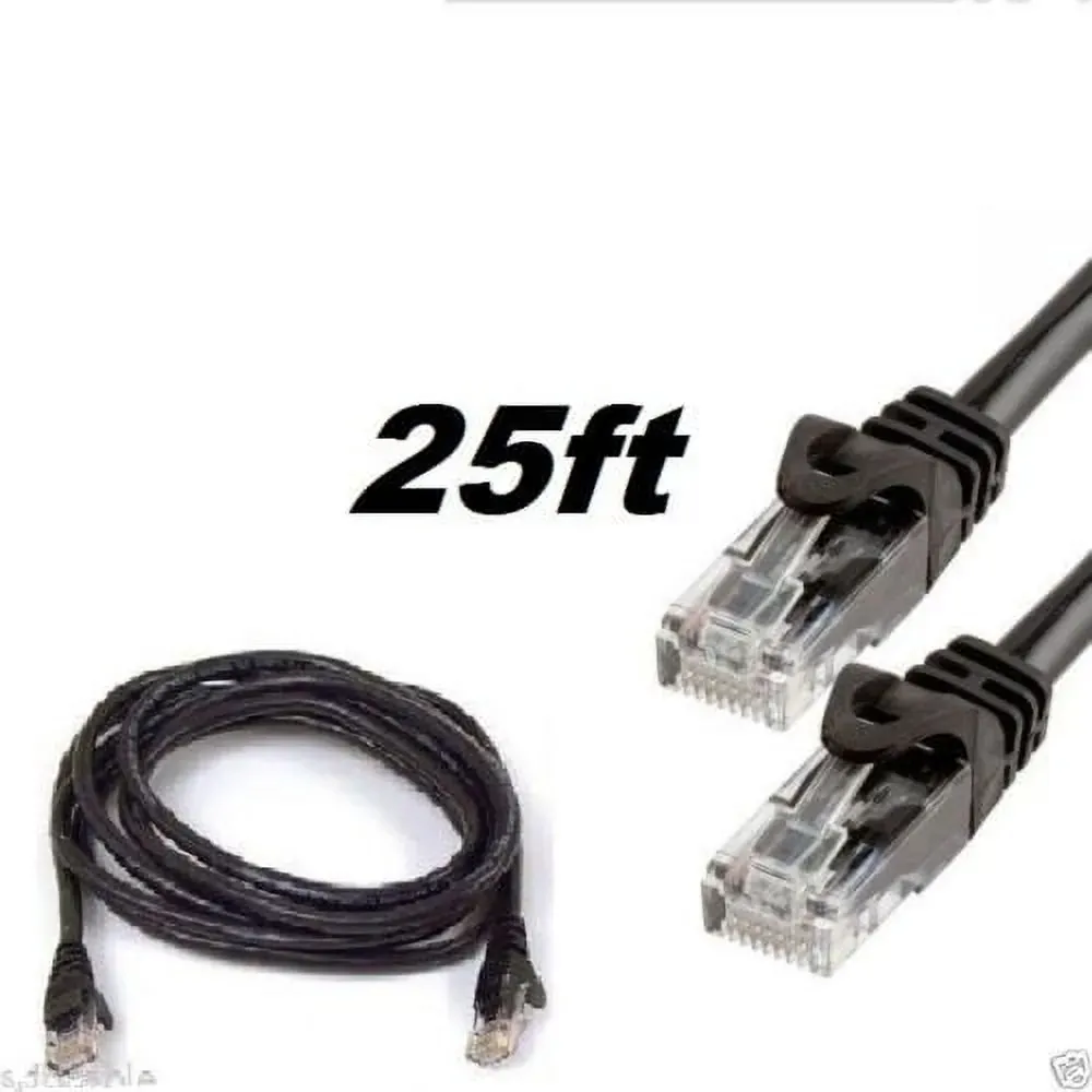 25 ft Cat6 Round Ethernet Patch Cable, Black (5-Pack)